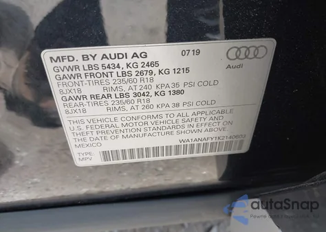2019 Audi Q5 45 Premium из США, поврежденный, VIN WA1ANAFY1K2140603